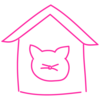 Pinkes Scribble Katzenhaus