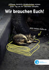 Poster: Wir brauchen Euch: Katze unter Autoreifen liegend auf Grafik einer Decke