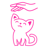 Pinke Scribble Katze streicheln